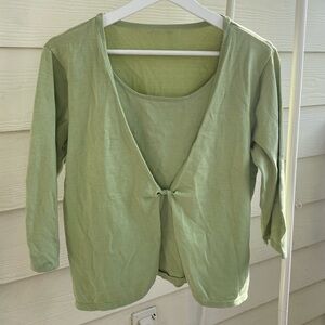 Thrifted Cardigan W/ built in shirt